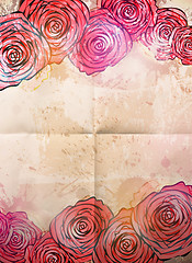 Image showing Vintage card with a flower. vector rose flower background