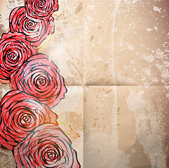 Image showing Vintage card with a flower. vector rose flower background