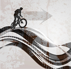 Image showing Vector illustration of BMX cyclist on rainbow