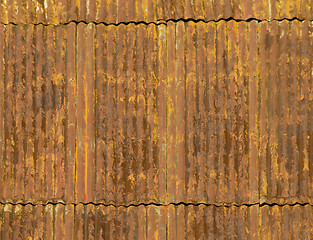 Image showing Rusty corrugated metal roof panels