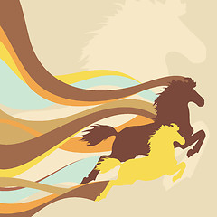 Image showing retro background with horses