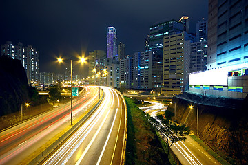 Image showing traffic night and big advertising block