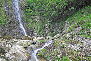 Image showing Close-up of a beautiful relaxing waterfall 