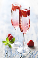 Image showing strawberry champagne cocktail