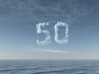 Image showing cloudy number fifty over water