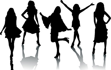 Image showing Silhouette fashion girls