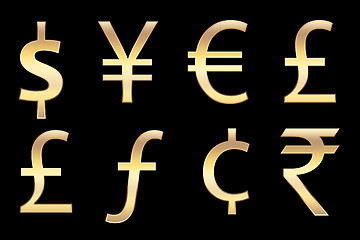 Image showing currencies symbols in gold