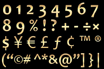 Image showing gold numbers and signs