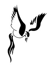 Image showing vector silhouette of the bird on white background