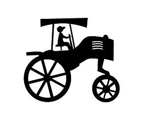 Image showing vector silhouette of the old tractor on white background