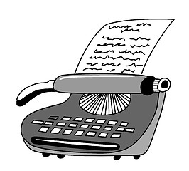 Image showing vector drawing of the printed type-writer on white background