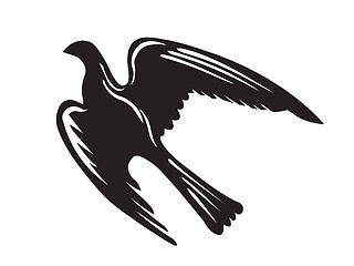 Image showing vector silhouette of the ravenous bird on white background