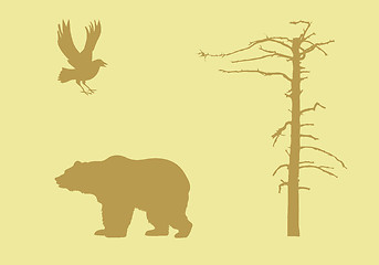 Image showing vector silhouettes animal on yellow background