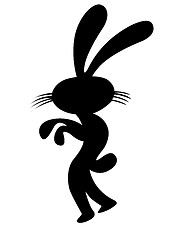 Image showing vector silhouette chicken-hearted hare on white background