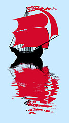 Image showing vector illustration of the sailfish with red sail