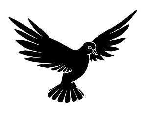 Image showing vector silhouette dove on white background