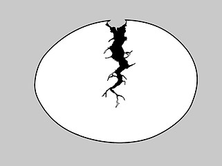 Image showing vector silhouette egg with rift on gray background