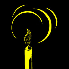 Image showing vector silhouette of the candle on black background