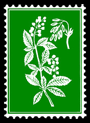 Image showing vector silhouette of the plant on postage stamps