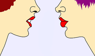 Image showing vector silhouette two womans on white background