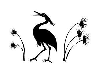 Image showing vector silhouette crane on white background