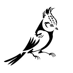 Image showing vector silhouette of the small bird on white background