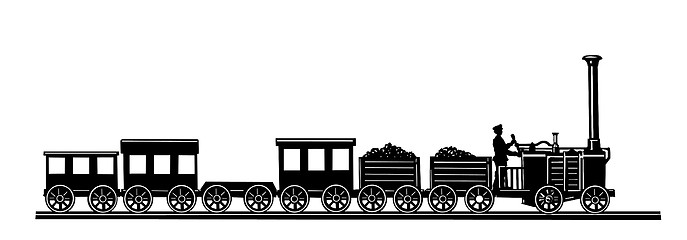 Image showing vector old-time train on white background