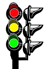 Image showing vector silhouette of the traffic light on white background