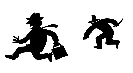 Image showing vector silhouette bandit on white background 