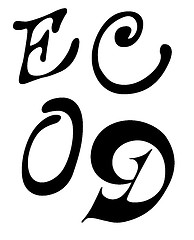 Image showing vector letter E, C, O, D on white background