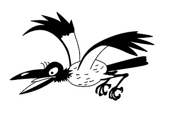 Image showing vector drawing flying crow on white background