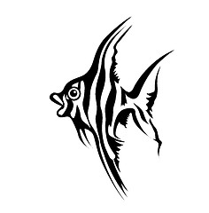 Image showing vector silhouette of sea fish on white background