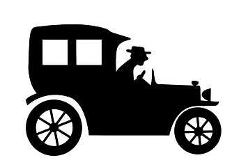 Image showing vector silhouette of the old-time car on white background