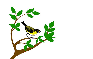 Image showing vector silhouette bird on tree