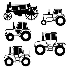 Image showing vector tractor set on white background