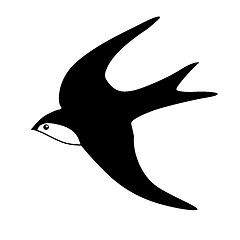 Image showing vector silhouette of the swallow on white background