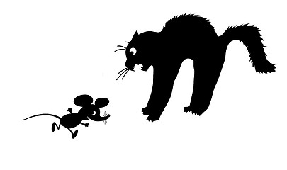 Image showing vector silhouette of the cat on white background