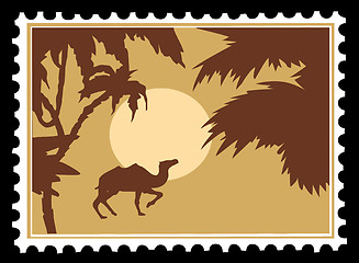 Image showing vector tropical landscape on postage stamps