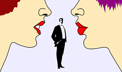 Image showing vector silhouette two womans on white background