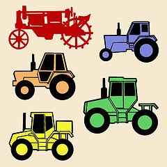 Image showing vector tractor set on white background