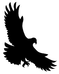 Image showing vector silhouette of the ravenous bird on white background