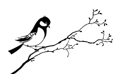 Image showing vector silhouette of the bird on branch tree