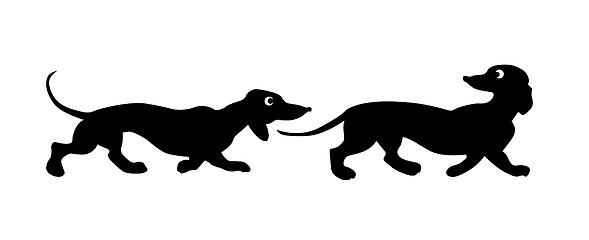 Image showing vector silhouette two dogs on white background