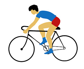 Image showing vector silhouette bicyclist on white background