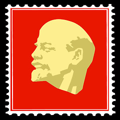 Image showing vector silhouette lenin on postage stamps