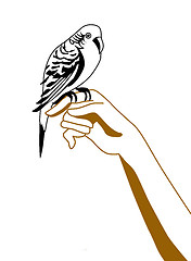 Image showing vector silhouette of the parrot on hand