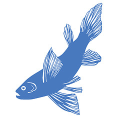 Image showing vector silhouette of fish on white background