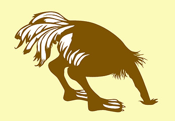 Image showing vector silhouette ostrich on yellow background