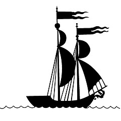 Image showing vector illustration of the old-time frigate on white background 