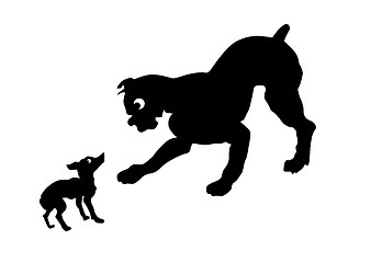 Image showing vector silhouette two dogs on white background